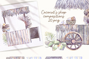 Coconut Beach Shop watercolor, a Food Illustration by Shabbypie (Thumbnail 2 of 9)