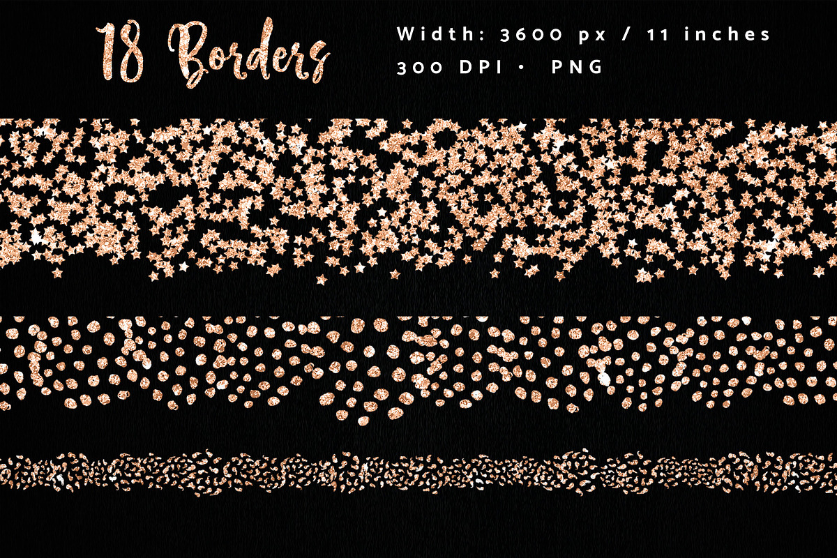 Rose Gold Confetti Frames Borders, a Texture Graphic by Nifty Template Studio (Photo 2 of 10)