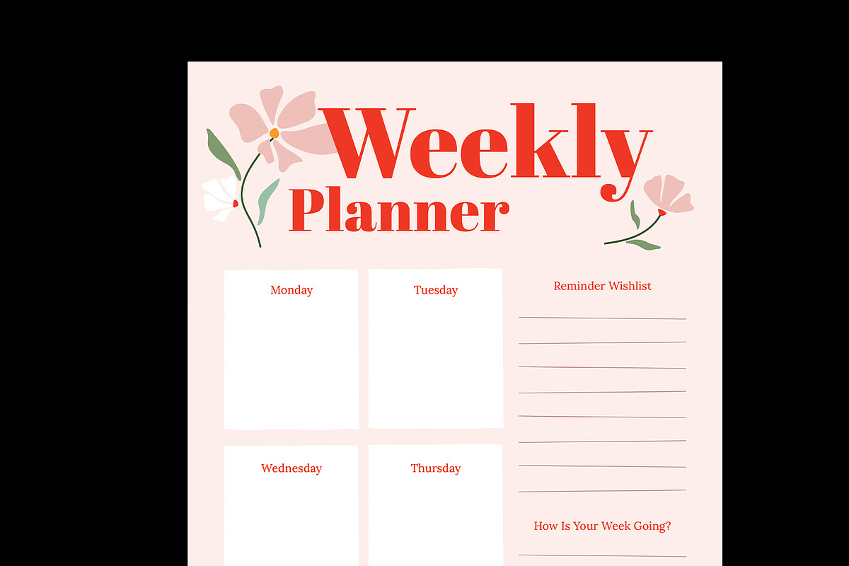 Floral Daily Weekly Planner, a Stationery Template by Neermana (Photo 3 of 4)