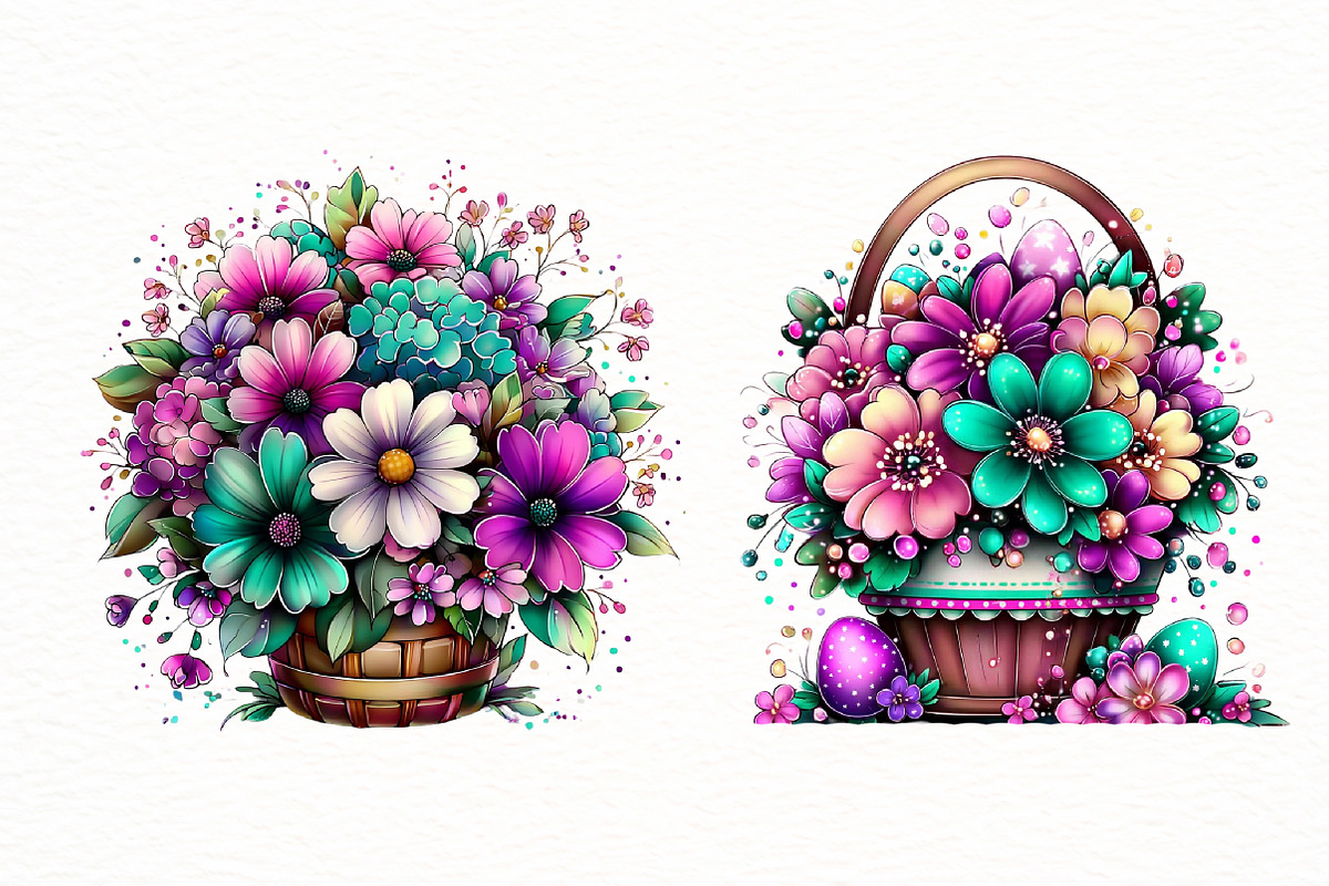 spring floral basket clipart, an Illustration by Designworld (Photo 5 of 6)