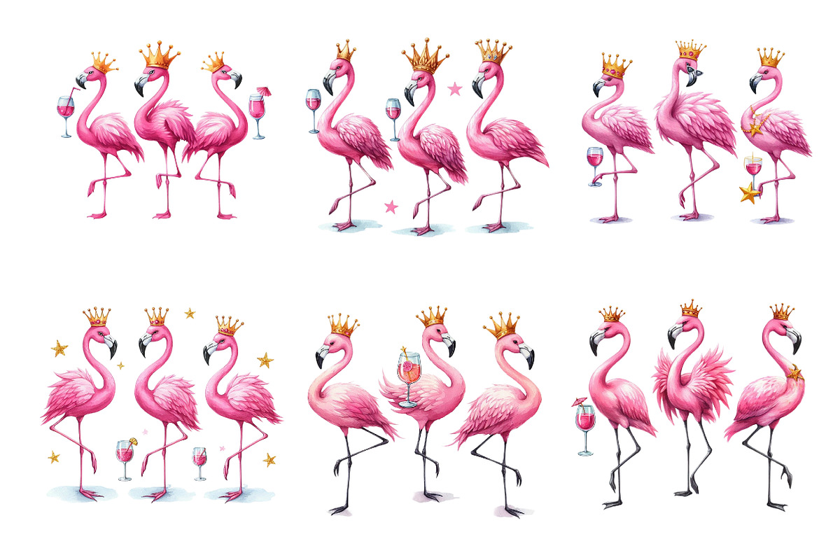 Funny Flamingo Clipart, an Illustration by DreamArtGraphic (Photo 4 of 4)