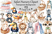 Safari Nursery Watercolor Clipart, an Illustration by CitraGraphics (Thumbnail 1 of 5)