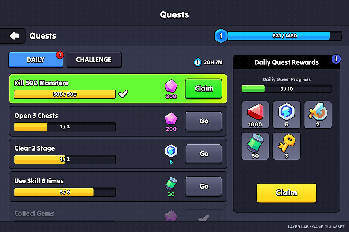 GUI - Casual Fantasy, an UI Kit Template by LAYERLAB (Photo 17 of 20)