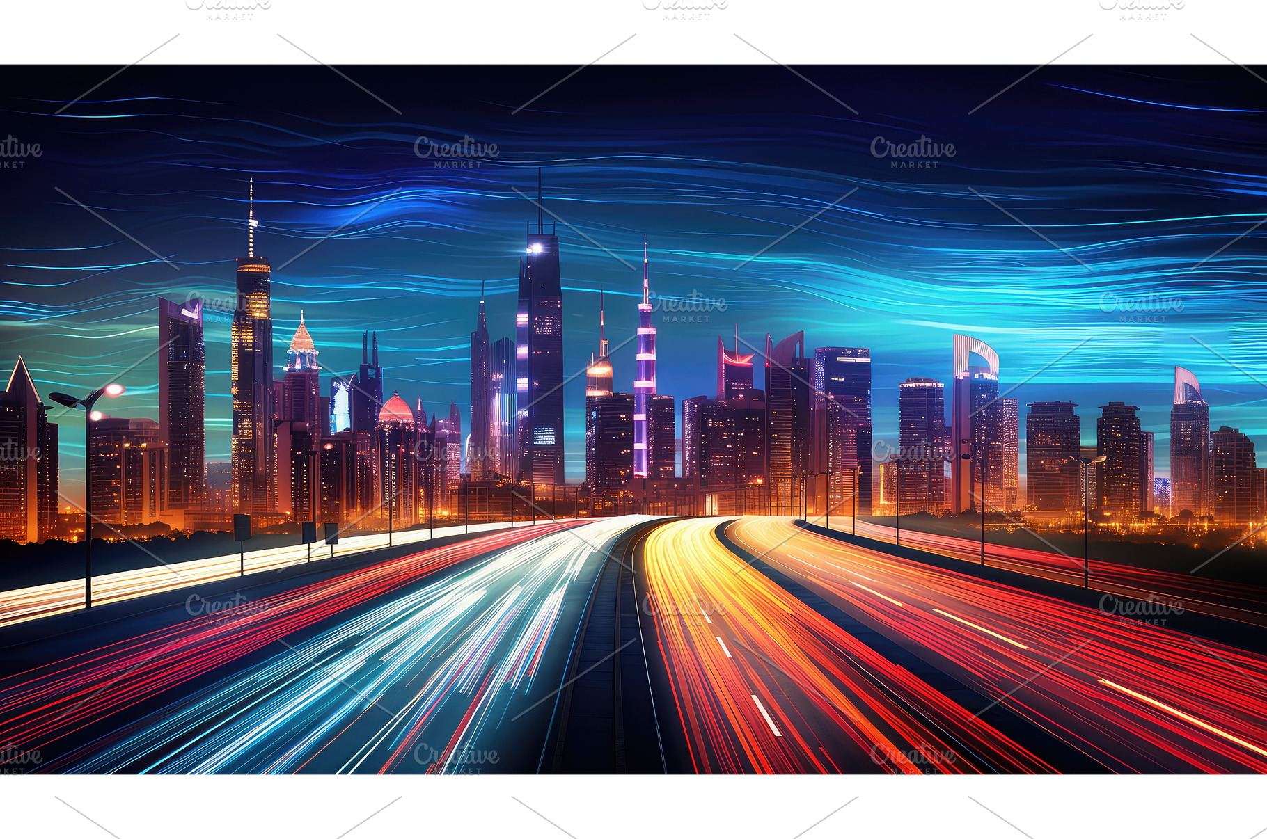 street skyline road background ai, an Architecture Photo by pikepicture