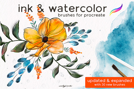 Ink & Watercolor Procreate Brushes