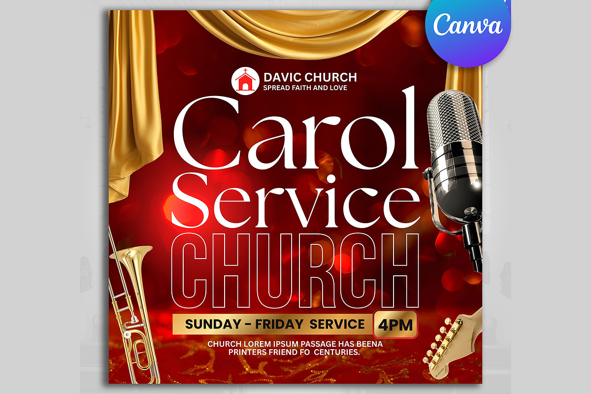 Christmas Carol Service Flyers, a Social Media Template by Design Up (Photo 3 of 4)