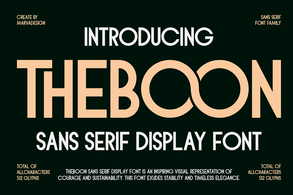 Theboon - Sans Serif Display Font, a Sans Serif Font by Marvadesign (Photo 1 of 7)