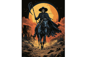 Halloween Grim Reaper On Horseback