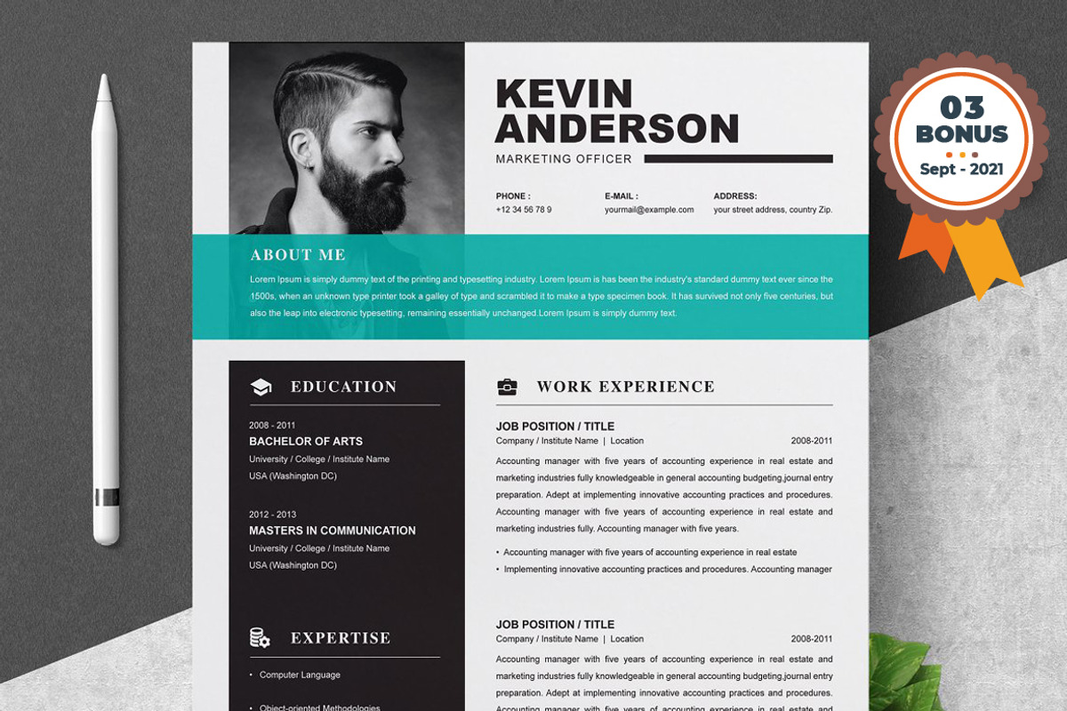 Resume/CV Bundle | 200+ for $29, a Resume Template by ResumeInventor (Photo 194 of 207)