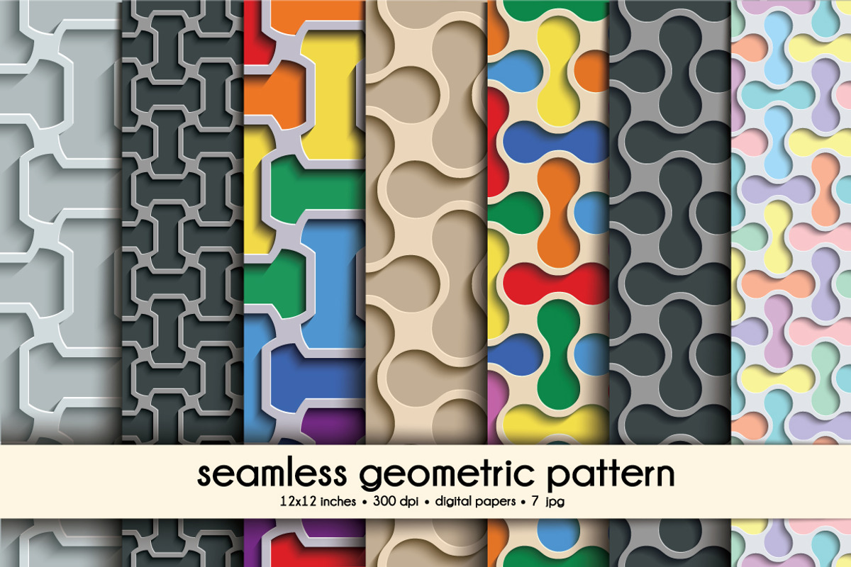 Geometric Pattern Digital Papers, a Pattern Graphic by Vectorchoice