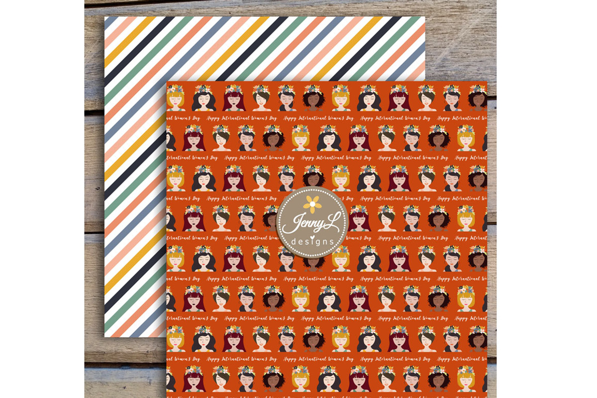 Women's Day Digital Papers & Clipart, a Pattern Graphic by JennyL Designs (Photo 5 of 9)