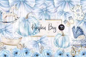 Pumpkin Boy Watercolor Clipart, an Illustration by BigCakeBee