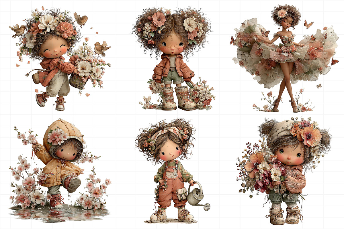 Whimsical Spring Girl Clipart, an Illustration by Daily.Designs (Photo 8 of 8)
