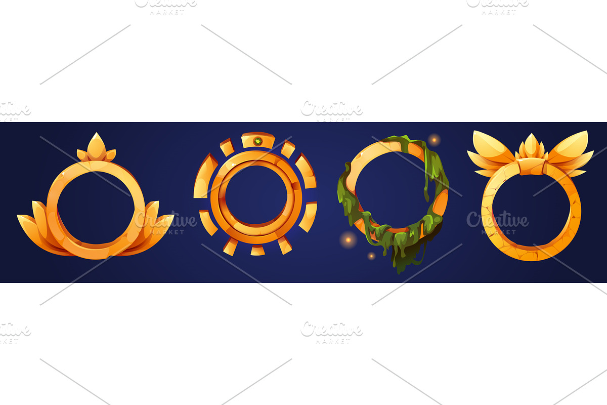Golden ring frames set isolated on, an Object Illustration by art PVP - market