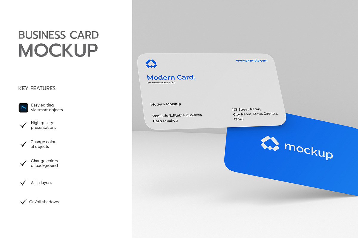 Floating Modern Business Card Mockup, an Advertising Mockup by graphypix (Photo 2 of 4)