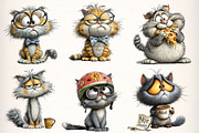 Whimsical Funny Cat Clipart, an Illustration by Dream Creation (Thumbnail 3 of 6)