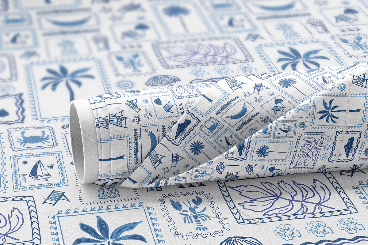 Blue tropical summer beach patterns, a Pattern Graphic by Tani Kuzminka (Photo 10 of 22)