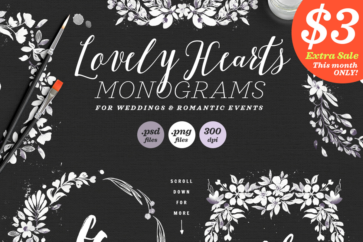 Lovely Hearts Monograms V, a Decorative Illustration by The Wedding Shop (Photo 1 of 6)