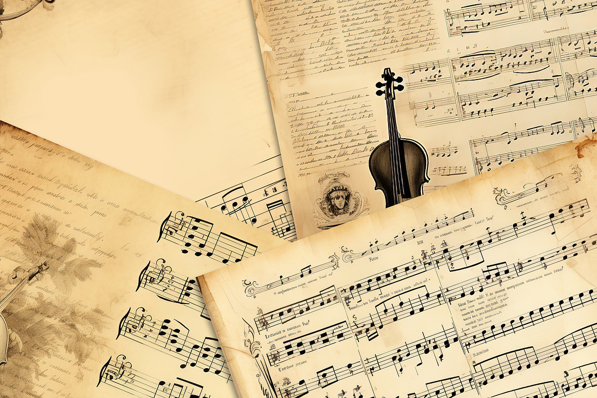 Christmas Music Retro Vintage Sheets, a Background Graphic by Fun Digital (Photo 3 of 6)