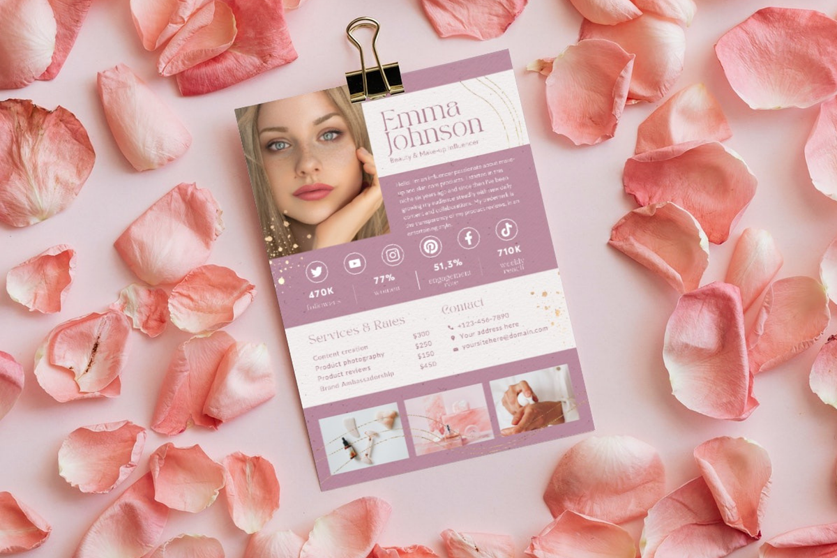 Beauty Influencer Media Kit Pink, a Resume Template by Golden Horizons Studio (Photo 3 of 11)