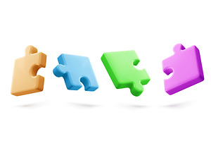 3D puzzle pieces set isolated on, an Object Illustration by art PVP - market