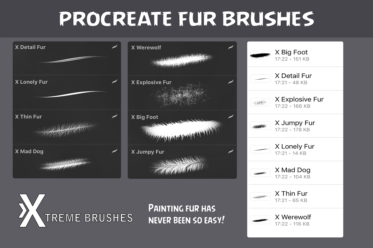 Procreate Fur Brushes, a Brush Add-On by Extreme Brushes (Photo 2 of 2)