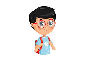 Cute cartoon schoolboy character, a Person Illustration by Elen_Art