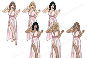 Pink Dreams Girls Clipart, a Person Illustration by GlamArtZhanna (Thumbnail 4 of 4)