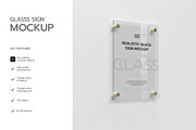 Glass Sign Plate on White Wall Mock, a Product Mockup by graphypix (Thumbnail 2 of 6)