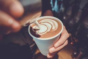 Coffee latte art containing coffee latte art - food drink cup of coffee latte