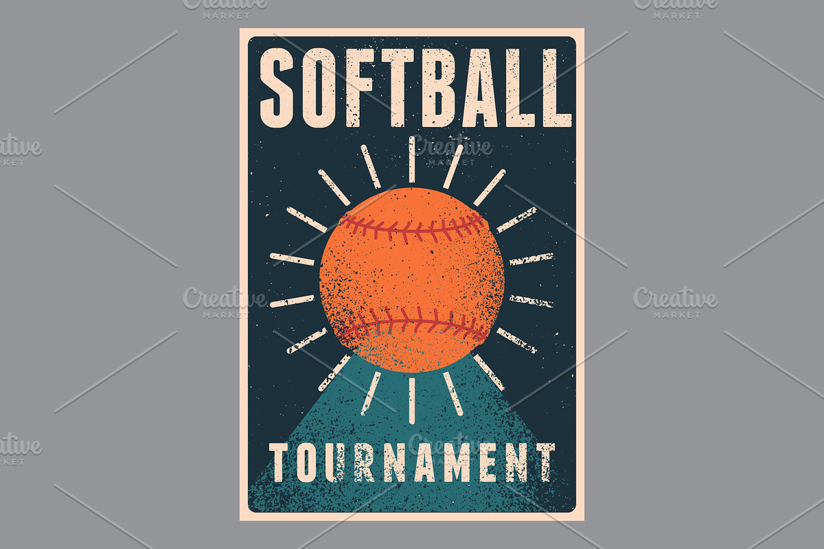Softball vector poster set., a Sport Illustration by PoPaShop (Photo 7 of 8)