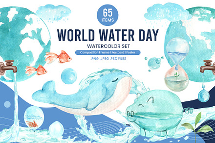 World Water Day Watercolor, an Illustration by CreativeValuation