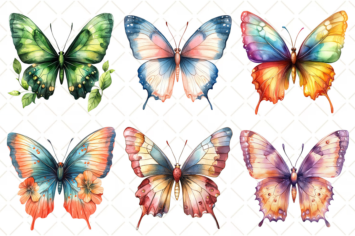Whimsical Butterfly Clipart, an Illustration by Black Bird Studio (Photo 5 of 5)