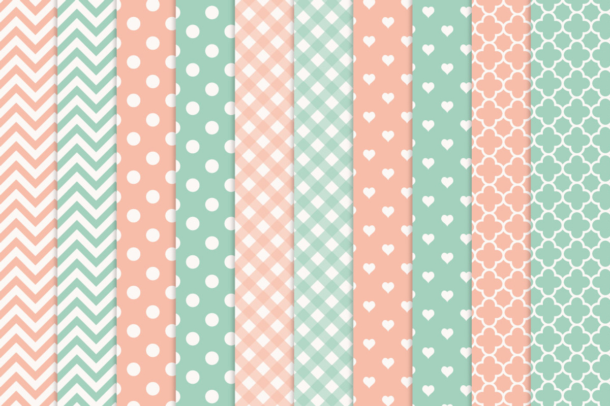 Mint & Peach Owl Clipart & Papers, an Animal Illustration by Amanda Ilkov (Photo 3 of 3)