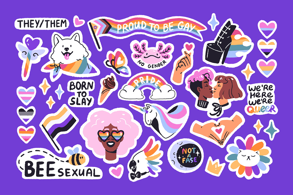 LGBTQ sticker pack set + patterns, a Graphic by PaperTrident (Photo 1 of 4)