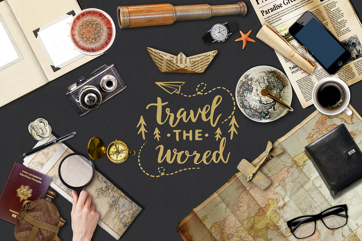 Travel Scene Mock-up Big Pack, a Product Mockup by PSD Market (Photo 1 of 16)