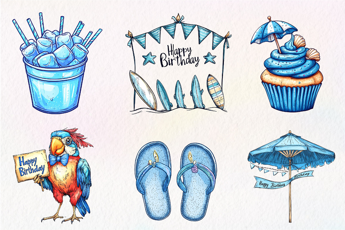 Summer Happy Birthday Clipart, an Illustration by CreationArt (Photo 4 of 5)