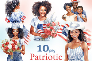 Patriotic Clipart PNG Set 4Th Of Jul, a Seasonal Illustration by GlamArtZhanna