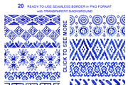 Watercolor Blue Ethnic Patterns Set, a Pattern Graphic by Simple Design (Thumbnail 3 of 3)