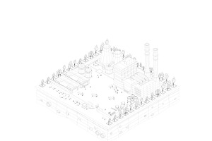 Cartoon Low Poly City Factory