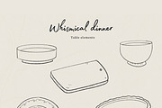 Whismical Dinner Line Art, a Decorative Illustration by Cocoa studio by Eliza M (Thumbnail 4 of 8)