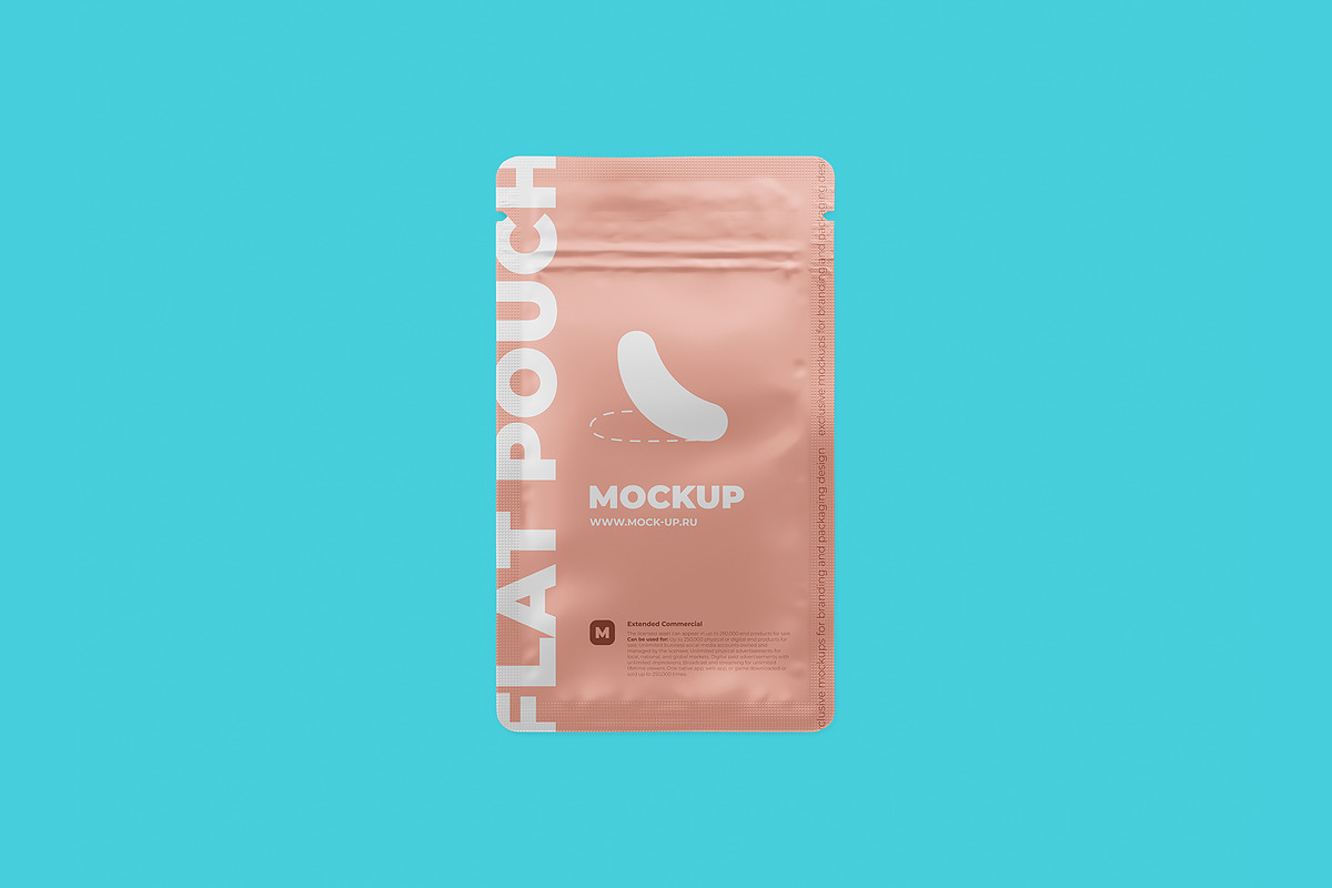Zip Sachet Mockup. flat empty pouch, a Cups & Container Mockup by easymock (Photo 5 of 8)