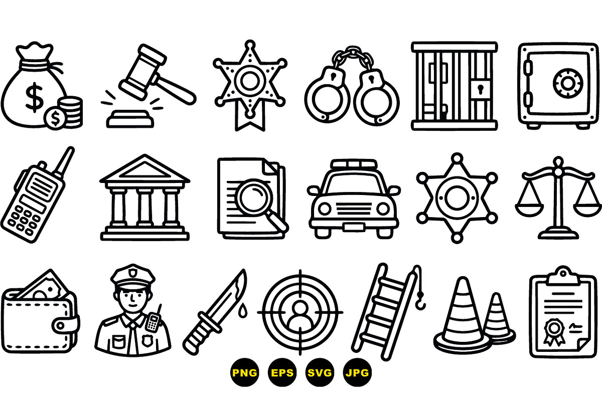 Law Enforcement Icon Set, an Illustration by designvectx (Photo 3 of 3)