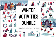 Winter Activities Vector Set, a Seasonal Illustration by Zonda (Thumbnail 1 of 13)
