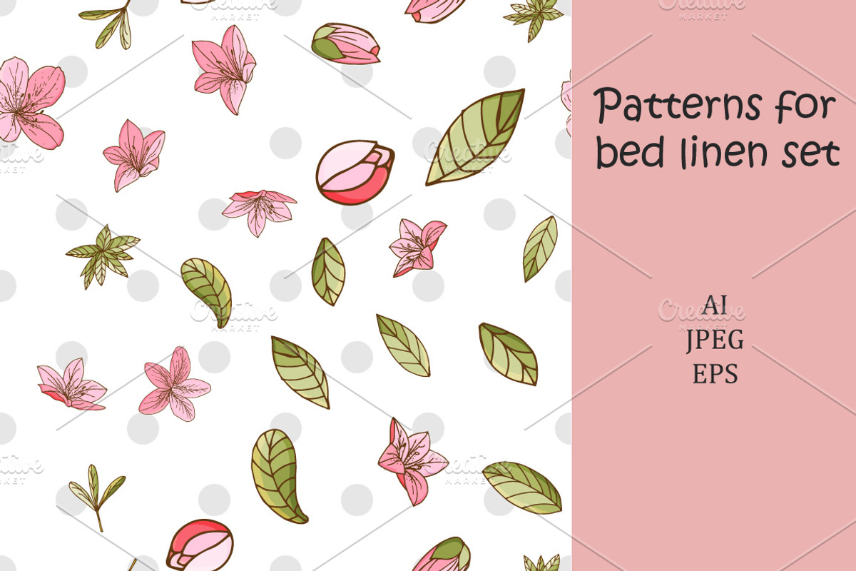 Bed linen seamless pattern set, a Decorative Illustration by Lytvynenko ...