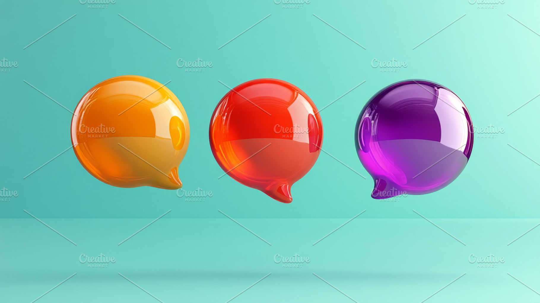 Colorful 3D Speech Bubbles on Vibrant Backgrounds, an Abstract Photo by Natalia Klenova's Shop