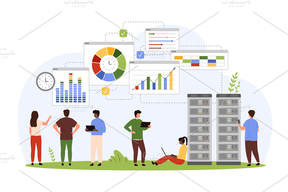 Data driven business model, a Person Illustration by Flashvector
