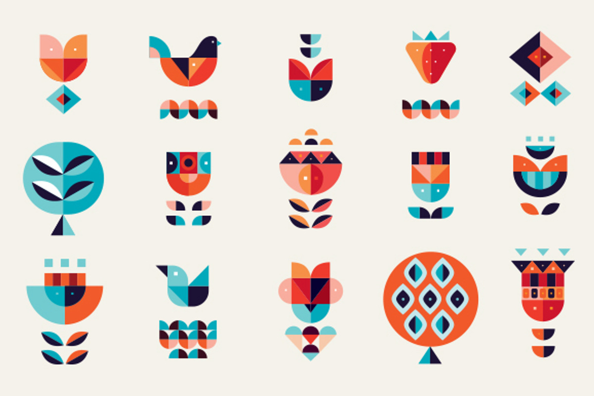 Geometric flowers & birds collection, an Object Graphic by sollia (Photo 2 of 3)