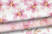 Pink Watercolor Flowers & Gold, a Decorative Illustration by Gribanessa (Thumbnail 5 of 13)