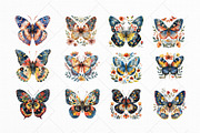 Watercolor Folk Butterflies Clipart, a Decorative Illustration by The Twin Lakes Studio (Thumbnail 3 of 9)